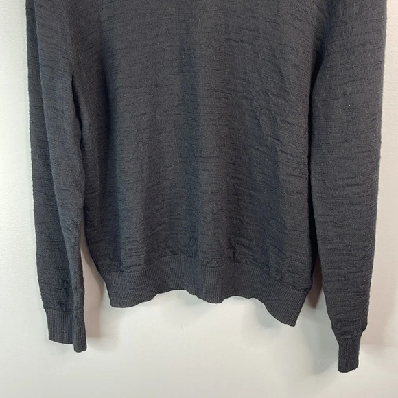 Gap Mens Slub Merino Wool V-Neck Sweater Black Long Sleeve Lightweight Knit XL - Picture 4 of 10